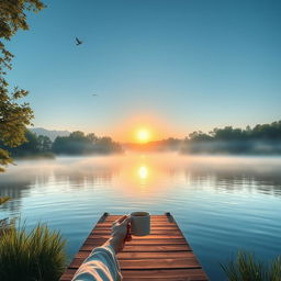 A serene and uplifting scene depicting a successful morning