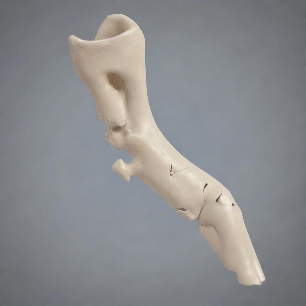 Generate a clipart of a closed bone fracture. It should be visually simple yet effectively represent the concept, showing a bone with a crack but no break in the skin.