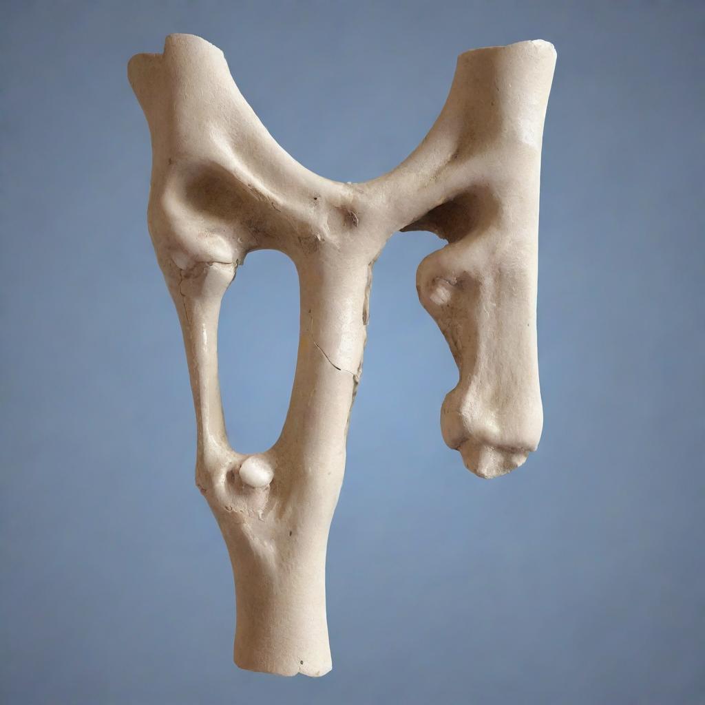 Generate a clipart of a closed bone fracture. It should be visually simple yet effectively represent the concept, showing a bone with a crack but no break in the skin.