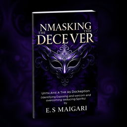 A striking book cover design for 'UNMASKING THE DECEIVER (identifying, exposing and overcoming seducing spirits)' by E S Maigari