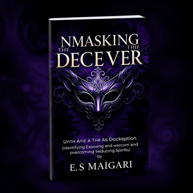 A striking book cover design for 'UNMASKING THE DECEIVER (identifying, exposing and overcoming seducing spirits)' by E S Maigari