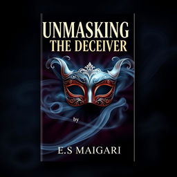 An engaging and mysterious book cover design for 'UNMASKING THE DECEIVER' by E S Maigari