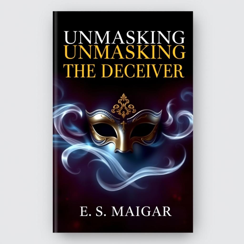 An engaging and mysterious book cover design for 'UNMASKING THE DECEIVER' by E S Maigari