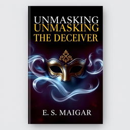 An engaging and mysterious book cover design for 'UNMASKING THE DECEIVER' by E S Maigari