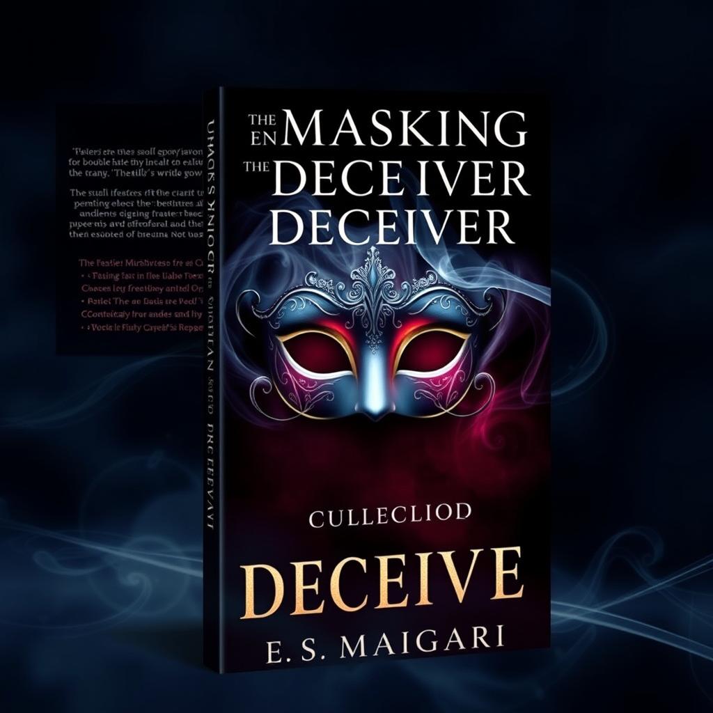 An engaging and mysterious book cover design for 'UNMASKING THE DECEIVER' by E S Maigari