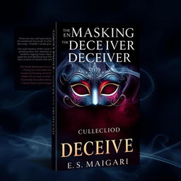 An engaging and mysterious book cover design for 'UNMASKING THE DECEIVER' by E S Maigari