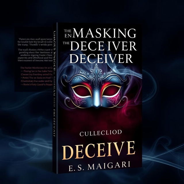 An engaging and mysterious book cover design for 'UNMASKING THE DECEIVER' by E S Maigari