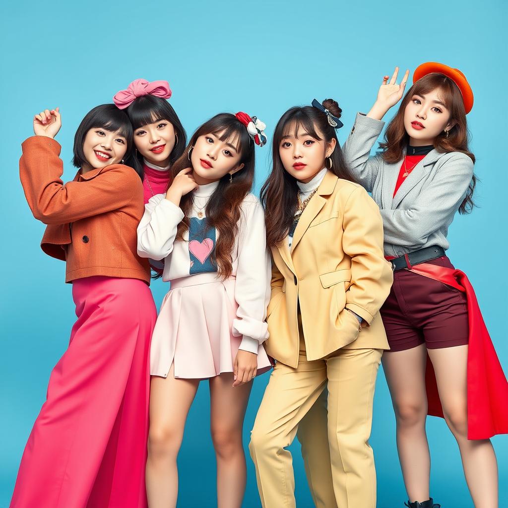 A Kpop girl band featuring four stylish members posing for a magazine cover