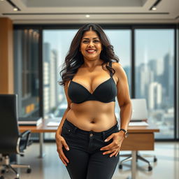 A realistic image of a beautiful, mature, chubby Indian woman aged 40