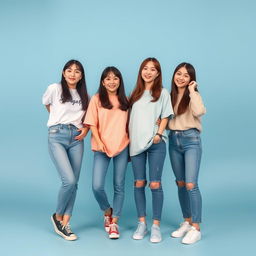 A photogroup session featuring an extremely beautiful and cute Kpop girl band consisting of four Korean women