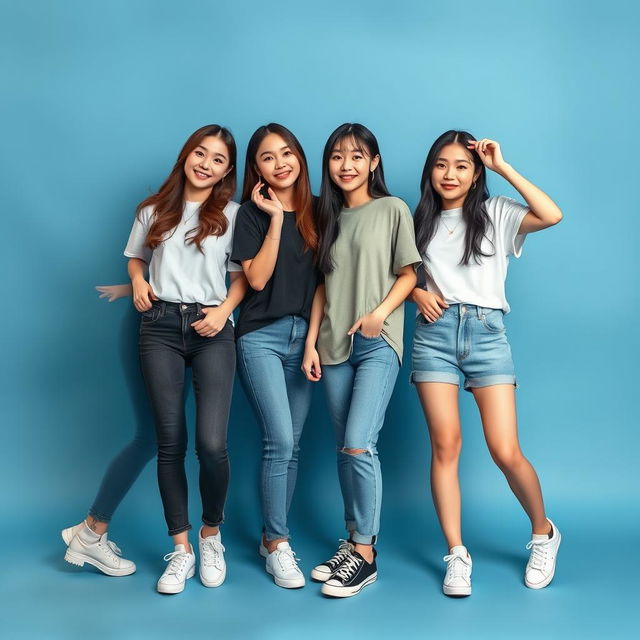 A photogroup session featuring an extremely beautiful and cute Kpop girl band consisting of four Korean women