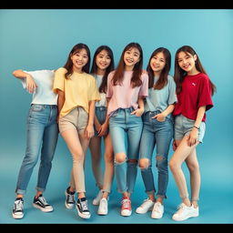 A photogroup session featuring an extremely beautiful and cute Kpop girl band consisting of four Korean women