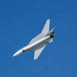 A sleek, modern F9 jet soaring through a clear blue sky.