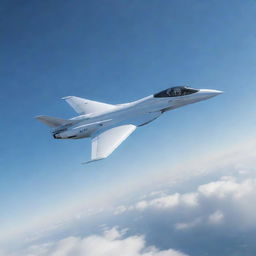 Animated version of a sleek, modern F9 jet soaring through a clear sky with dynamic motion.