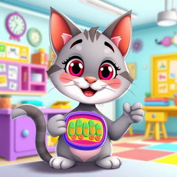 A cute animated cat showcasing the cell membrane, designed in a vibrant and playful cartoon style