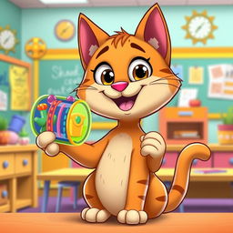 A cute animated cat showcasing the cell membrane, designed in a vibrant and playful cartoon style