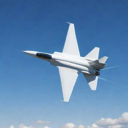 Animated version of a sleek, modern F9 jet soaring through a clear sky with dynamic motion.