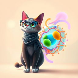 An aesthetic animated cat showcasing the cell membrane in a stylish and visually pleasing manner