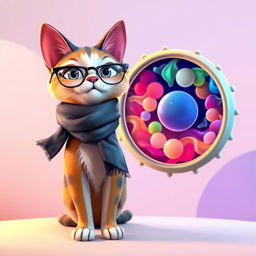 An aesthetic animated cat showcasing the cell membrane in a stylish and visually pleasing manner