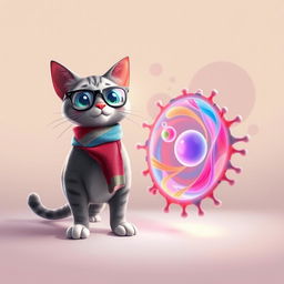 An aesthetic animated cat showcasing the cell membrane in a stylish and visually pleasing manner