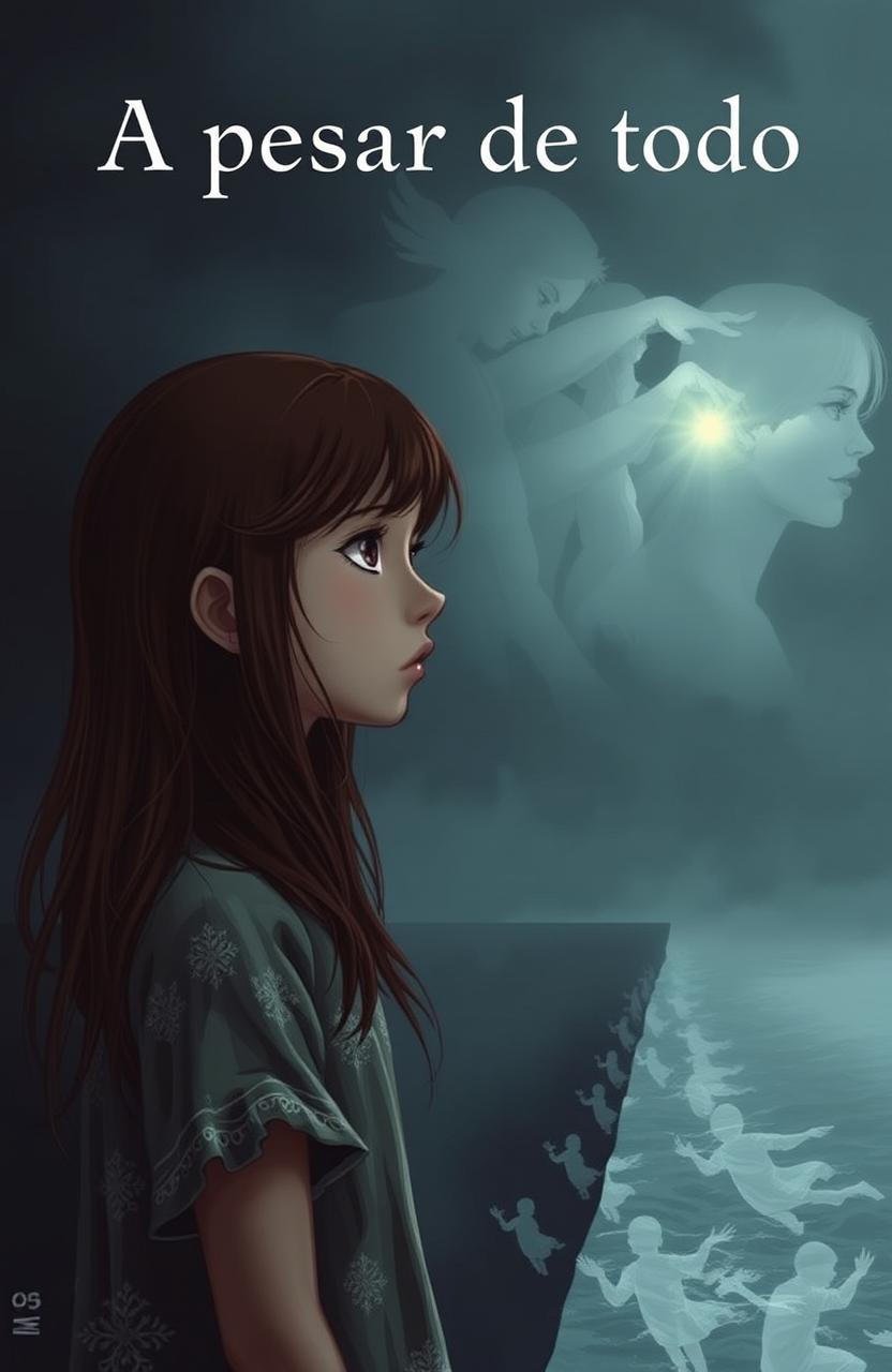 A book cover titled "A pesar de todo", featuring a girl with long brown hair and brown eyes gazing into the distance