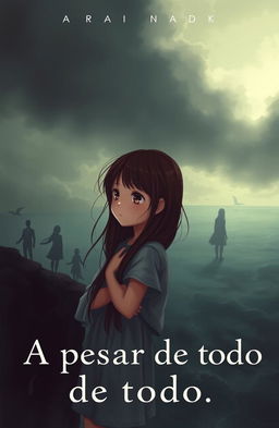 A book cover titled "A pesar de todo", featuring a girl with long brown hair and brown eyes gazing into the distance