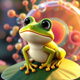 A beautiful animated frog (ranita) showcasing the cell membrane