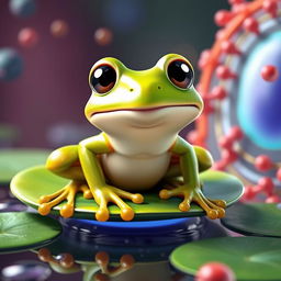 A beautiful animated frog (ranita) showcasing the cell membrane