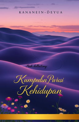 A beautifully designed book cover for a poetry collection titled 'Kumpulan Puisi Kehidupan' (Collection of Poems on Life)