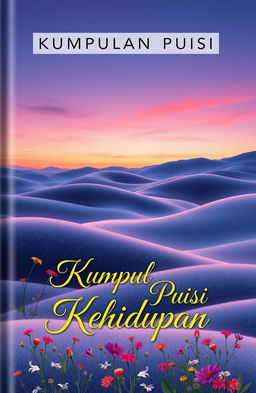 A beautifully designed book cover for a poetry collection titled 'Kumpulan Puisi Kehidupan' (Collection of Poems on Life)