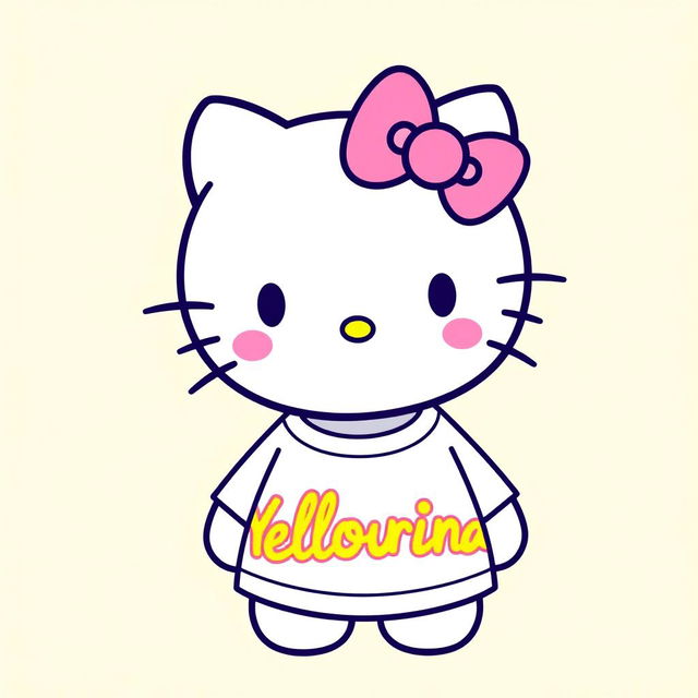 A cute design featuring Hello Kitty, wearing her signature outfit