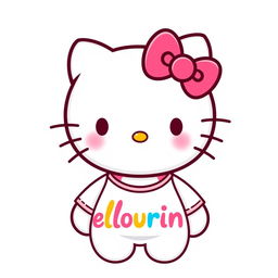 A cute design featuring Hello Kitty, wearing her signature outfit