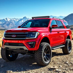 A stunning red Shelby Expedition Tremor showcased in a rugged outdoor setting