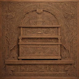 The Ark of the Covenant interpreted in Polynesian art style, adorned with intricate tribal patterns and motifs, nature elements, and traditional Polynesian symbols.