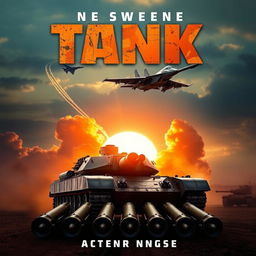 A captivating book cover design featuring a powerful tank positioned prominently in the foreground, showcasing its robust armor and imposing turret