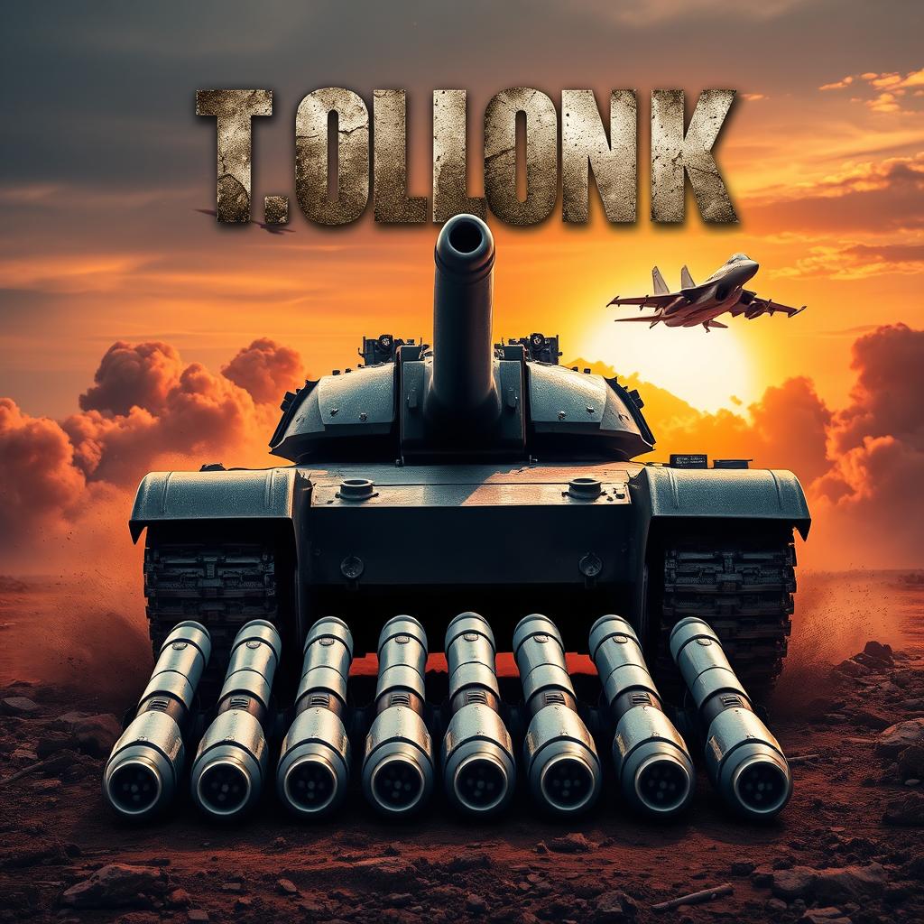 A captivating book cover design featuring a powerful tank positioned prominently in the foreground, showcasing its robust armor and imposing turret