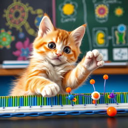 A cute cat with big expressive eyes demonstrating the active transport of a cell membrane using its paws in a playful manner