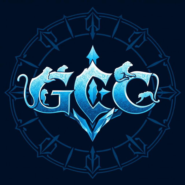 A dynamic and striking logo design for a brand named 'GC', incorporating elements inspired by the name 'Pervitin' and the concept of 'Hyperborean'