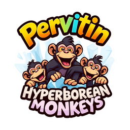 A playful and eye-catching logo design for a group chat named 'Pervitin Hyperborean Monkeys'