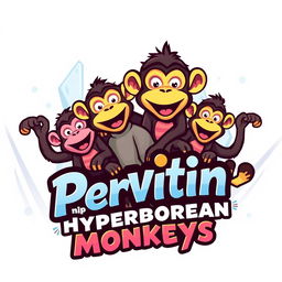 A playful and eye-catching logo design for a group chat named 'Pervitin Hyperborean Monkeys'