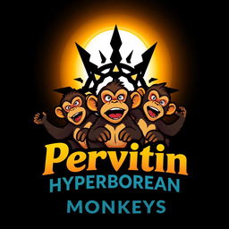 A captivating logo design for a group chat named 'Pervitin Hyperborean Monkeys'