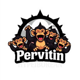 A captivating logo design for a group chat named 'Pervitin Hyperborean Monkeys'