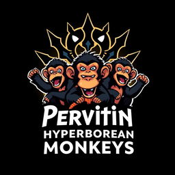 A captivating logo design for a group chat named 'Pervitin Hyperborean Monkeys'