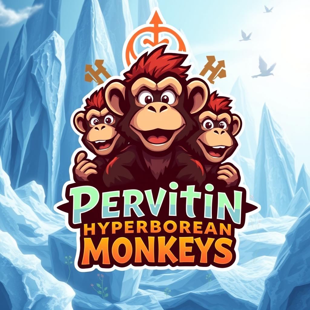 A unique and eye-catching logo design for a group chat named 'Pervitin Hyperborean Monkeys'