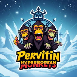 A unique and eye-catching logo design for a group chat named 'Pervitin Hyperborean Monkeys'