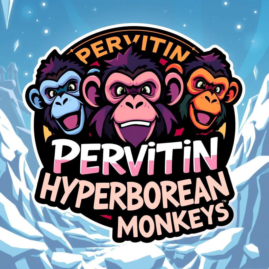 A unique and eye-catching logo design for a group chat named 'Pervitin Hyperborean Monkeys'