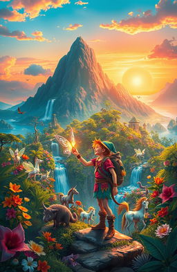 A magical adventure on an enchanted island filled with mythical creatures and vibrant landscapes