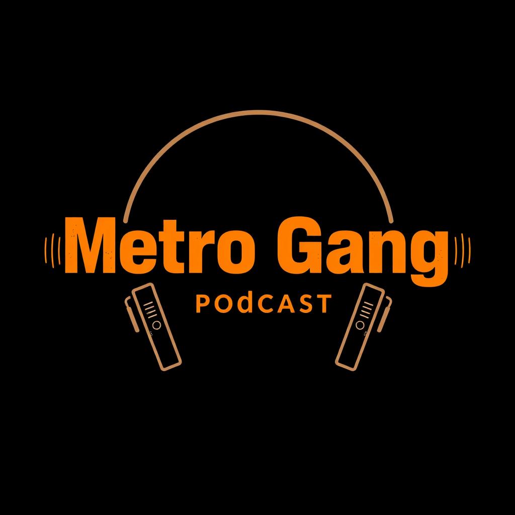 A captivating poster design for the 'Metro Gang Podcast' featuring a solid black background to enhance vibrancy