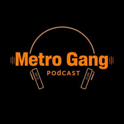 A captivating poster design for the 'Metro Gang Podcast' featuring a solid black background to enhance vibrancy