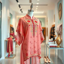 A stylish baju, a traditional Malaysian garment, beautifully showcased on a mannequin